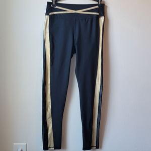 Bebe Sport Black Leggings with Cream Accents